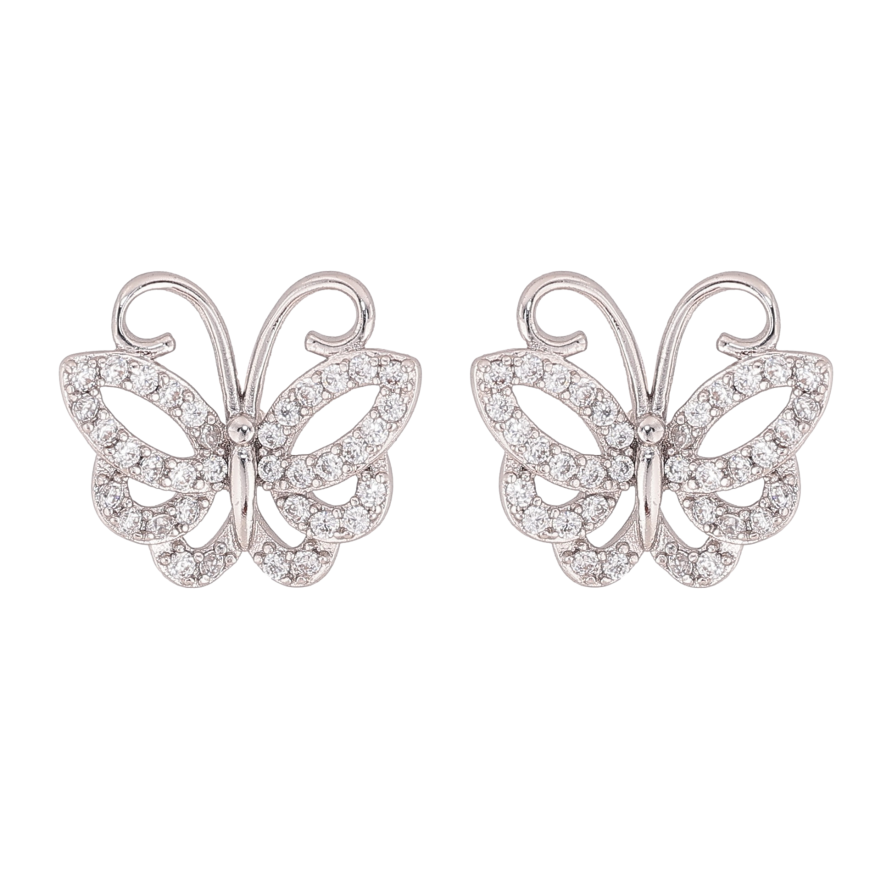 Серьги Xuping QQMM цвет Родий пусеты "Бабочки" фото №1