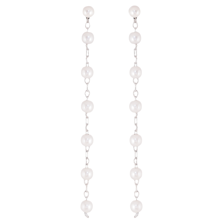 Серьги Xuping QQMM цвет Родий пусеты "Жемчужные подвески" фото №1