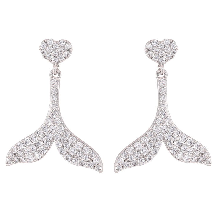 Серьги Xuping QQMM цвет Родий пусеты "Подвески хвост инкрустация кристаллами" фото №18