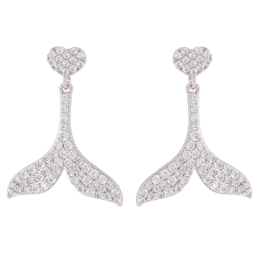 Серьги Xuping QQMM цвет Родий пусеты "Подвески хвост инкрустация кристаллами" фото №1