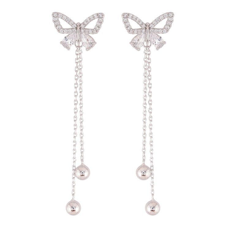 Сережки Xuping QQMM колір Родій пусети "Підвіски метелики" фото №2
