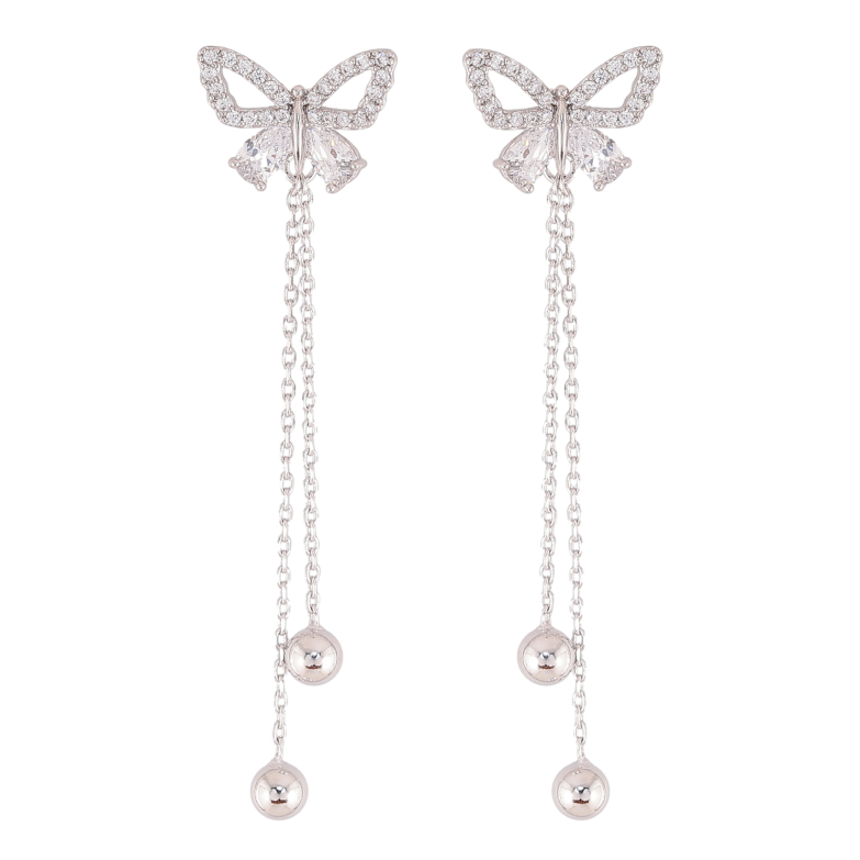 Сережки Xuping QQMM колір Родій пусети "Підвіски метелики" фото №1