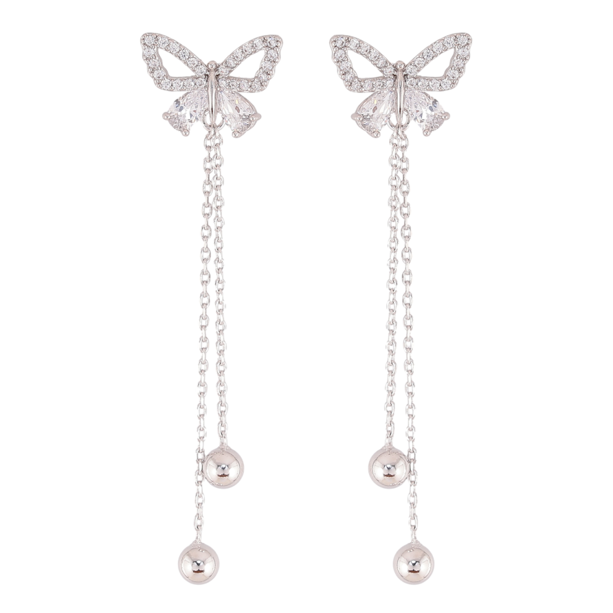 Сережки Xuping QQMM колір Родій пусети "Підвіски метелики" фото №1