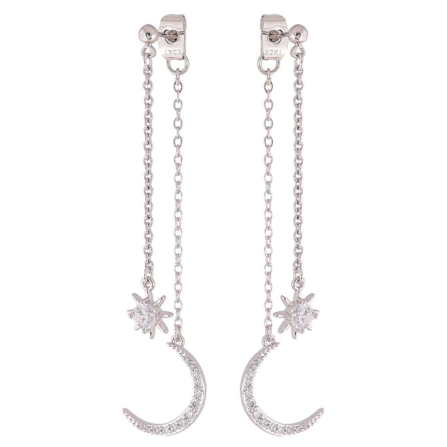 Серьги Xuping QQMM цвет Родий пусеты "Подвески полумесяц со звездой" фото №1