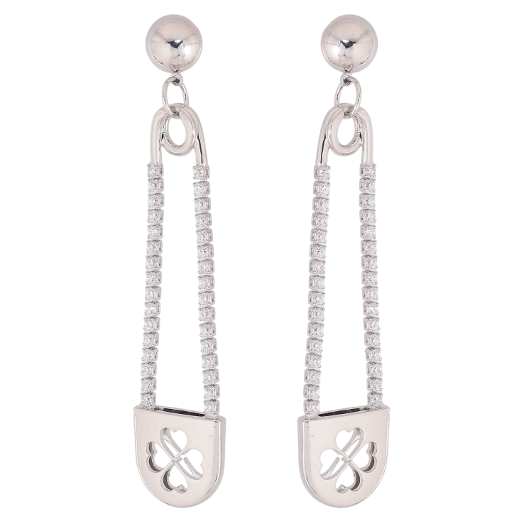 Серьги Xuping QQMM цвет Родий пусеты "Подвески булавки с кристаллами" фото №4