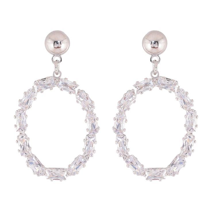 Серьги Xuping QQMM цвет Родий пусеты "Овальные кристальные подвески" фото №20