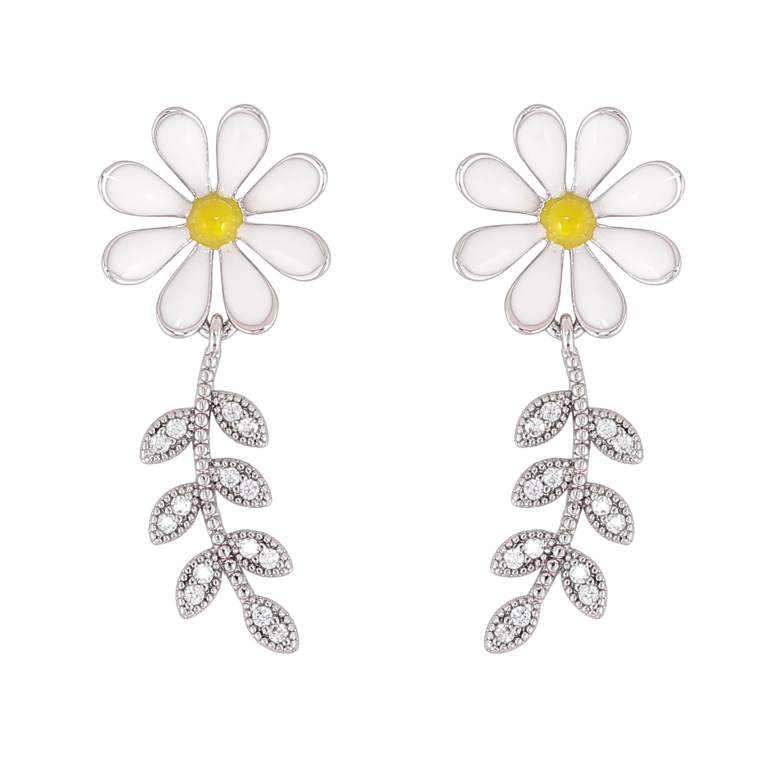 Сережки Xuping QQMM колір Родій пусети "Ромашки" фото №1