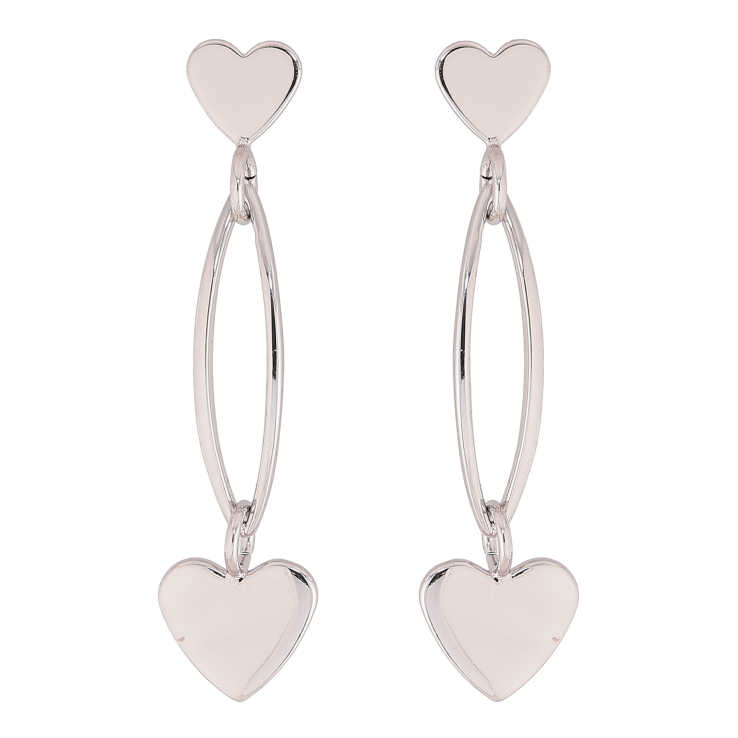Серьги Xuping QQMM цвет Родий пусеты "Сердечки" фото №23
