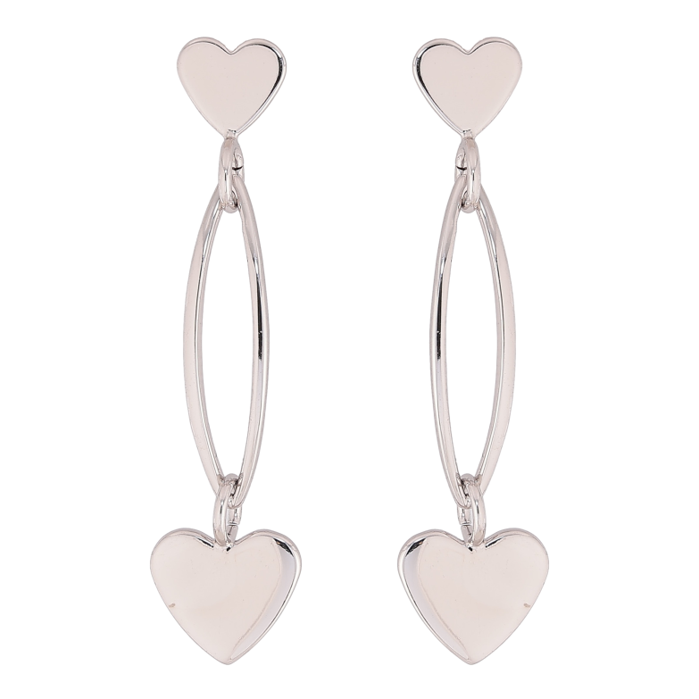 Серьги Xuping QQMM цвет Родий пусеты "Сердечки" фото №1