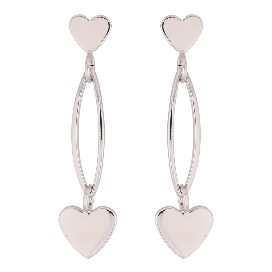 Серьги Xuping QQMM цвет Родий пусеты "Сердечки" фото №1