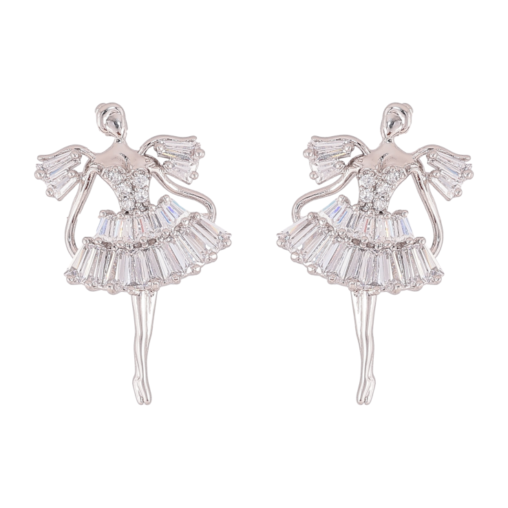 Серьги Xuping QQMM цвет Родий пусеты "Танцовщицы" фото №5