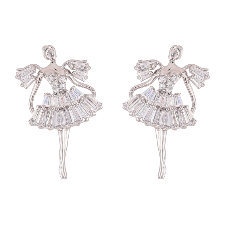 Серьги Xuping QQMM цвет Родий пусеты "Танцовщицы" фото №1