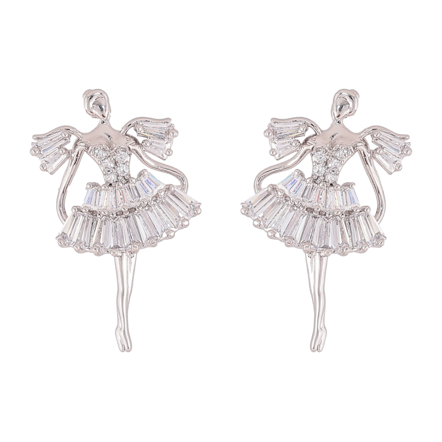 Серьги Xuping QQMM цвет Родий пусеты "Танцовщицы" фото №1