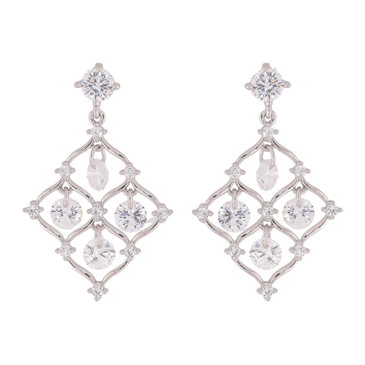 Серьги Xuping QQMM цвет Родий пусеты "Винтажные подвески с кристаллами" фото №2