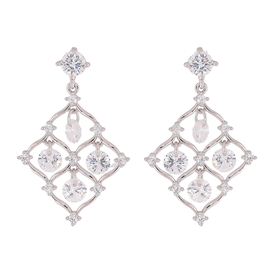 Серьги Xuping QQMM цвет Родий пусеты "Винтажные подвески с кристаллами" фото №1