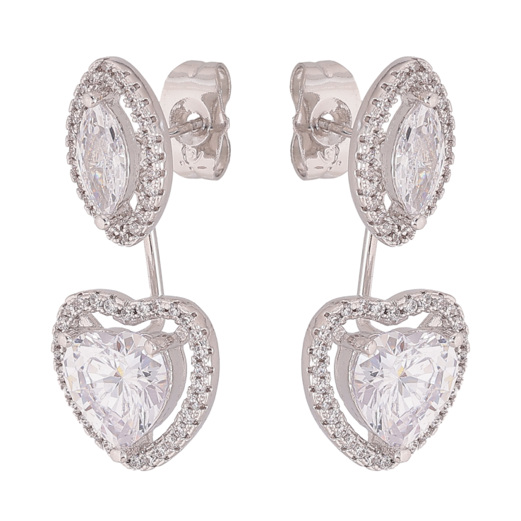 Серьги Xuping QQMM цвет Родий пусеты-джекеты "Романтизм с кристаллами" фото №7