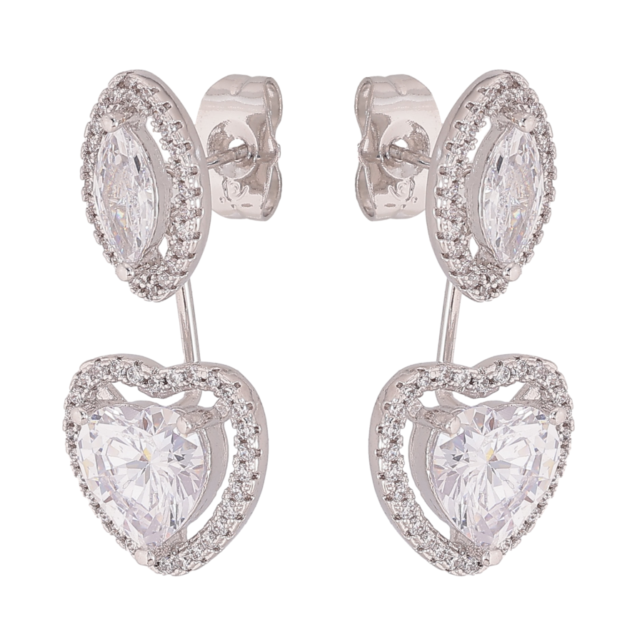 Серьги Xuping QQMM цвет Родий пусеты-джекеты "Романтизм с кристаллами" фото №1