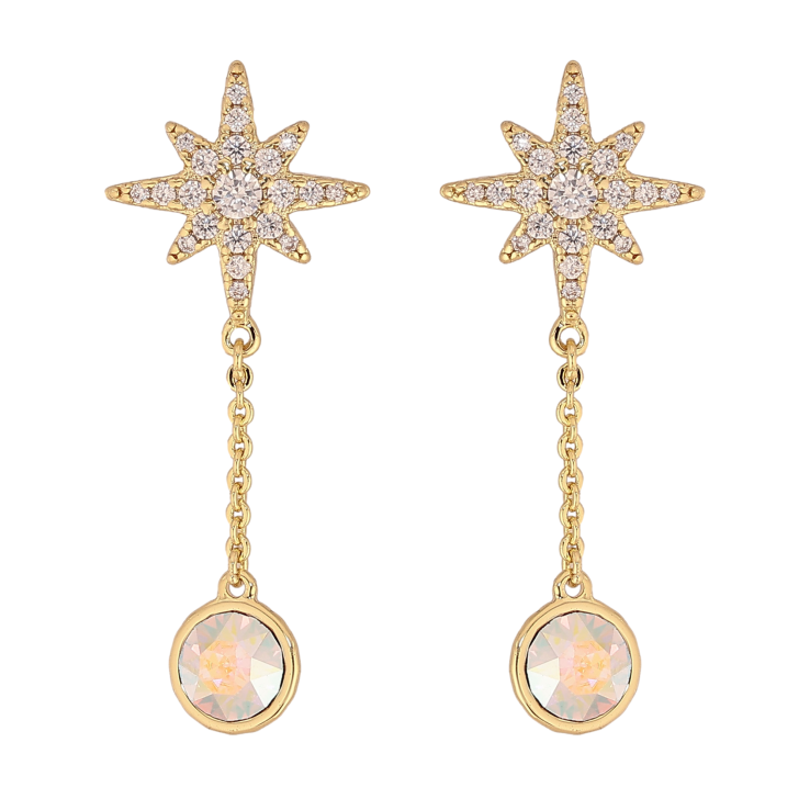 Сережки Xuping QQMM колір 14K з кристалами Swarovski пусети "Зірки з кр-лами АВ" фото №7