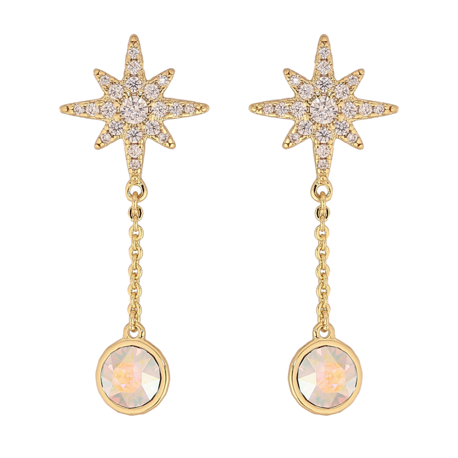 Серьги Xuping QQMM цвет 14K с кристаллами Swarovski пусеты "Звезды с кр-ллами АВ" фото №1