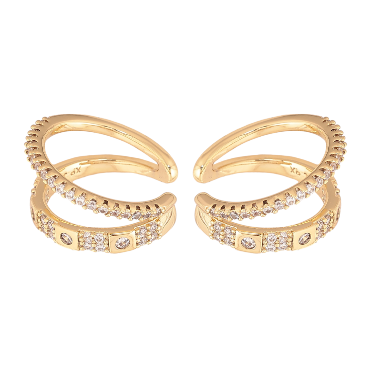 Серьги Xuping цвет Позолота 14K каффы "Узор с кристаллами" фото №7
