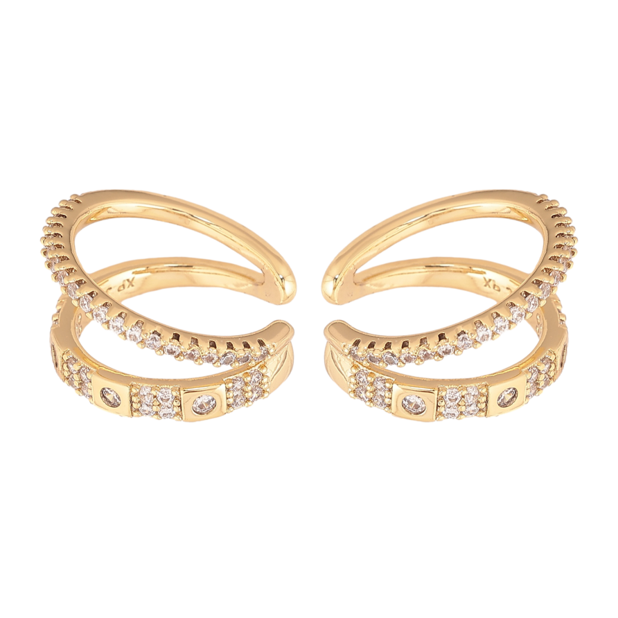 Серьги Xuping цвет Позолота 14K каффы "Узор с кристаллами" фото №1