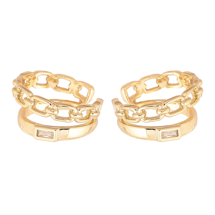 Серьги Xuping цвет Позолота 14K каффы "Узор цепочка" фото №9