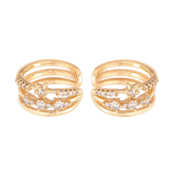 Серьги Xuping цвет Позолота 14K каффы "Узор с кристаллами" фото №5