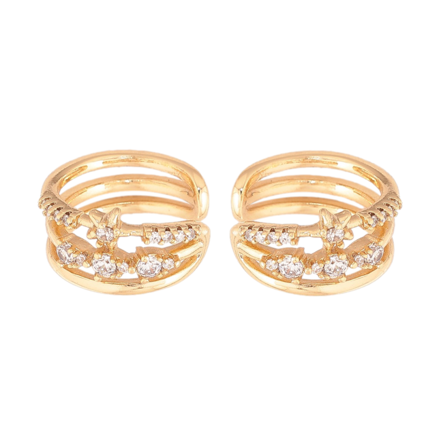 Серьги Xuping цвет Позолота 14K каффы "Узор с кристаллами" фото №1