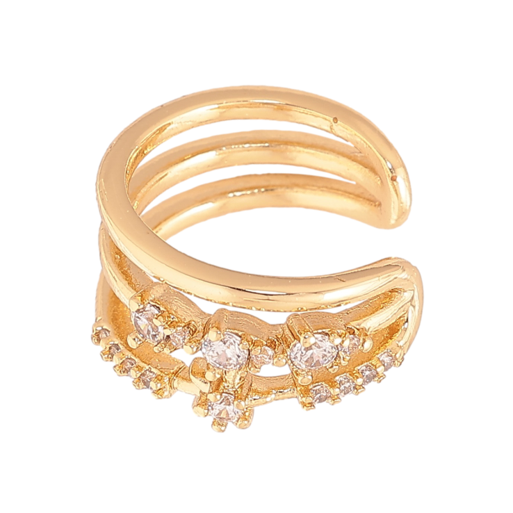 Серьги Xuping цвет Позолота 14K моно-каффа "Узор с кристаллами" На левое ухо фото №25