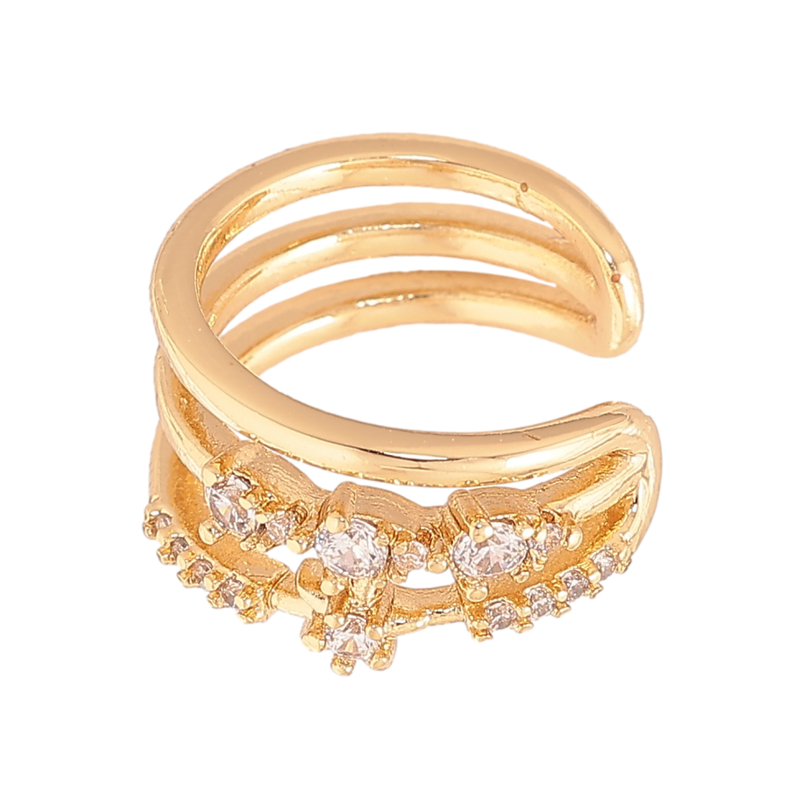 Серьги Xuping цвет Позолота 14K моно-каффа "Узор с кристаллами" На левое ухо фото №1