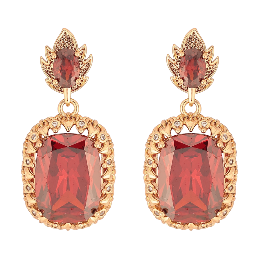 Серьги Xuping QQMM цвет Позолота 18K пусеты "Подвески с красными кристаллами" фото №1 Серьги Xuping QQMM цвет Позолота 18K пусеты "Подвески с красными кристаллами" фото №1