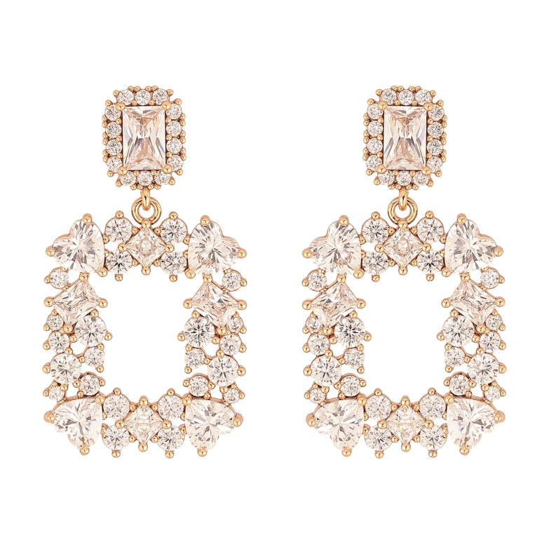 Серьги Xuping QQMM цвет Позолота 18K пусеты "Узор с кристаллами" фото №1