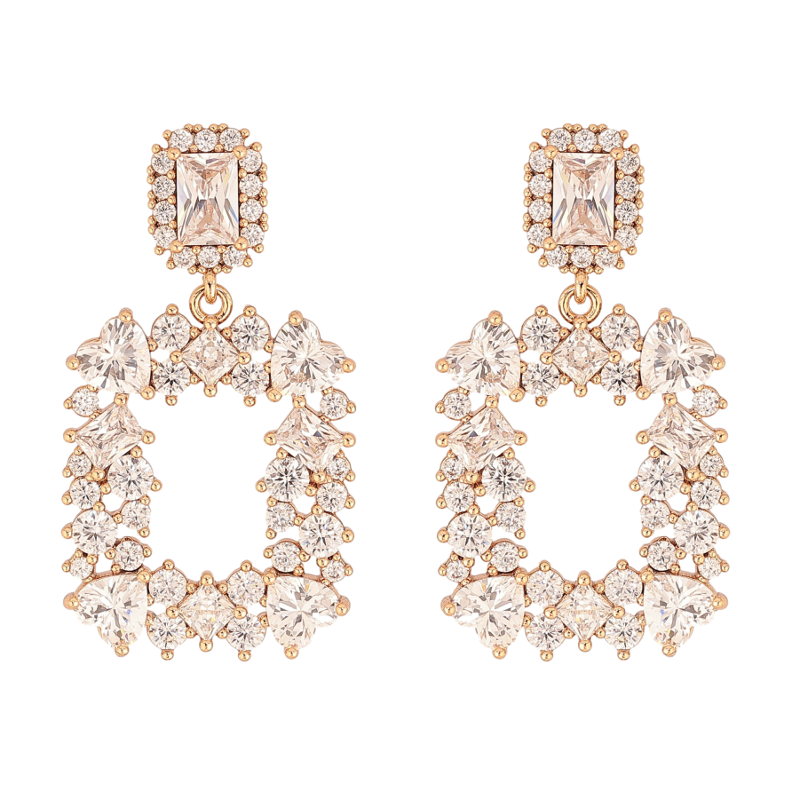 Серьги Xuping QQMM цвет Позолота 18K пусеты "Узор с кристаллами" фото №1