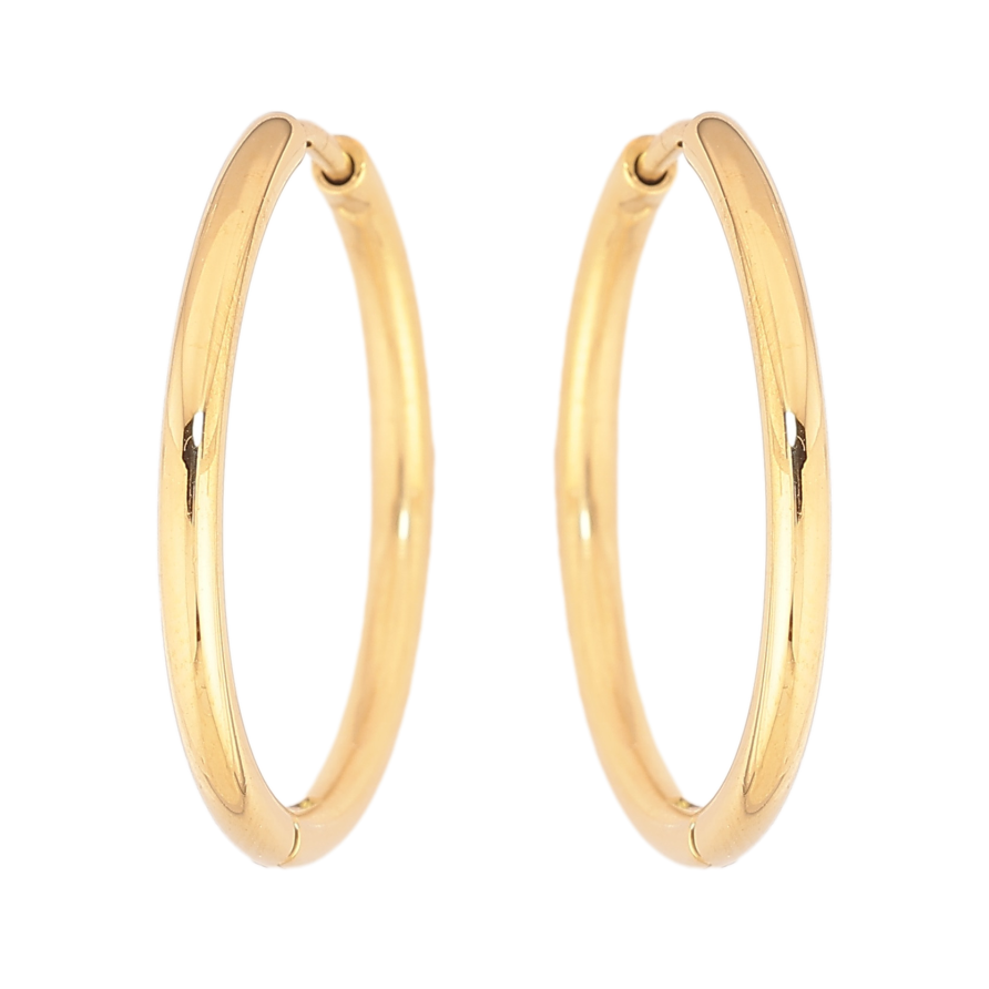 Сережки Xuping TTM Stainless Steel колір 14К кільця (конго) класика ø 2.4см фото №1 Сережки Xuping TTM Stainless Steel колір 14К кільця (конго) класика ø 2.4см фото №1