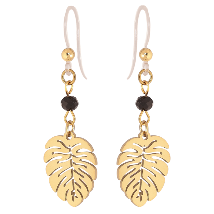 Сережки Xuping TTM Stainless Steel колір 14К французький замок "Листочки" на силіконовій дужці фото №11