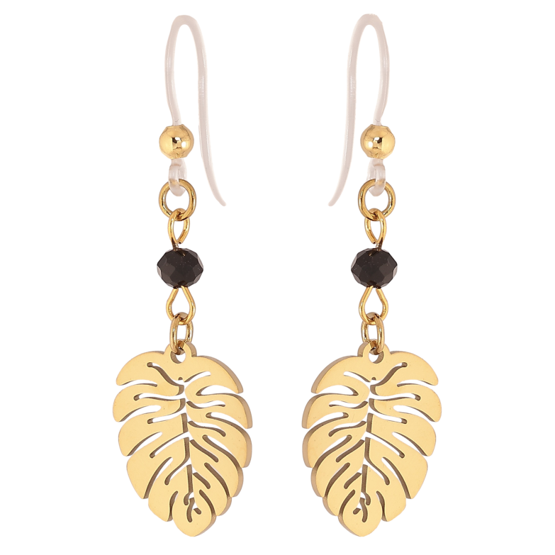 Сережки Xuping TTM Stainless Steel колір 14К французький замок "Листочки" на силіконовій дужці фото №1 Сережки Xuping TTM Stainless Steel колір 14К французький замок "Листочки" на силіконовій дужці фото №1