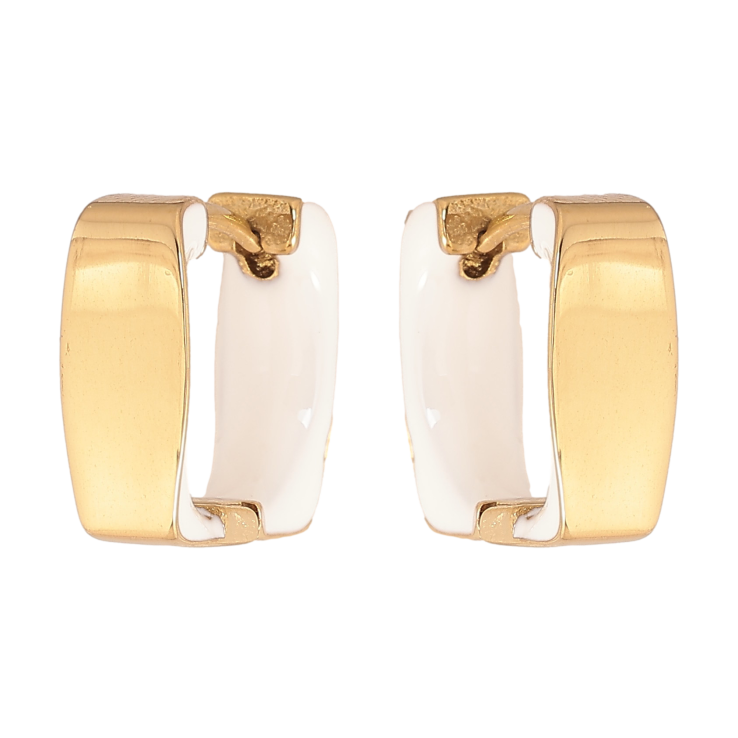 Сережки Xuping TTM Stainless Steel колір 14К колечка "Візерунок білою емаллю" фото №19