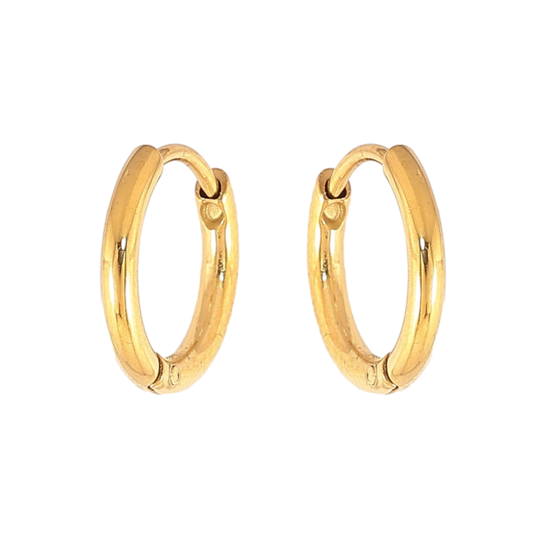 Серьги Xuping TTM Stainless Steel цвет 14К колечки "Классика, шир. 1,5мм" ø 11мм фото №1