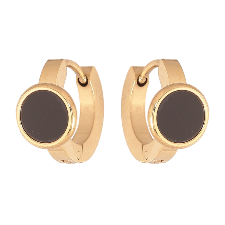 Сережки Xuping TTM Stainless Steel колір 14К колечка "Чорні вставки" фото №21