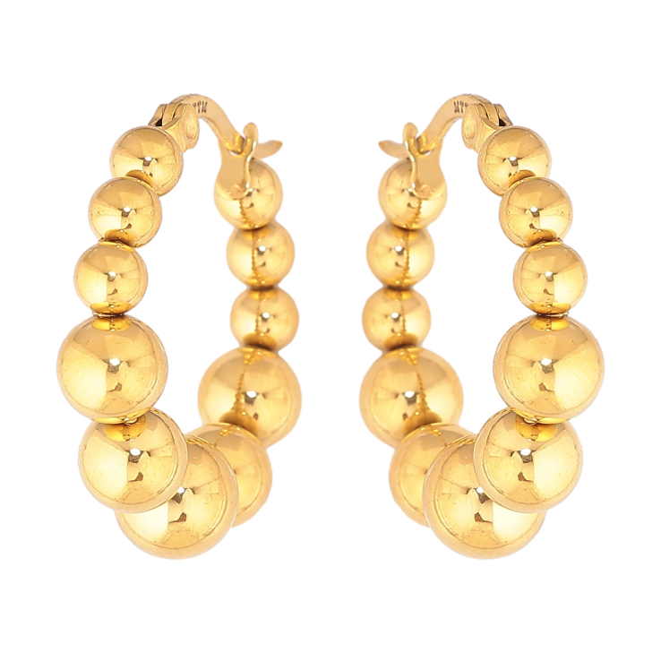 Сережки Xuping TTM Stainless Steel колір 14К замок-шпилька "Декоративні кільця" ø 2.5см фото №18