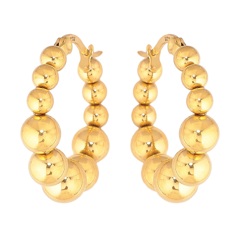 Серьги Xuping TTM Stainless Steel цвет 14К замок-булавка "Декоративные кольца" ø 2.5см фото №1