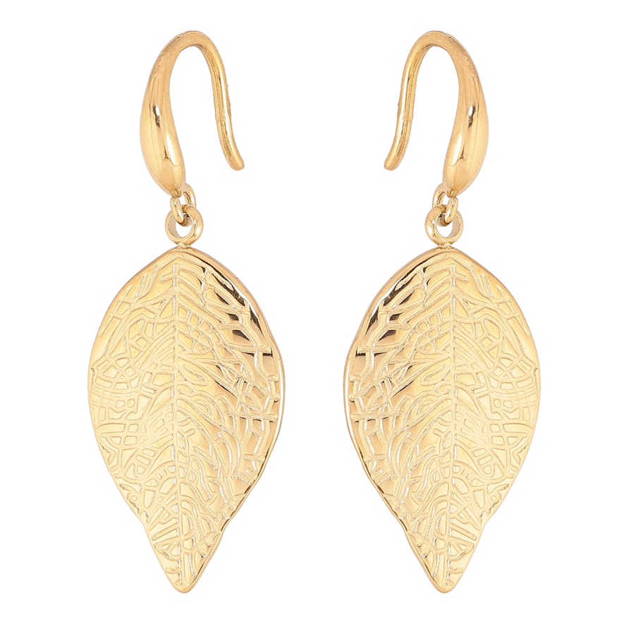 Серьги Xuping TTM Stainless Steel цвет 14К французский замок листики фото №1