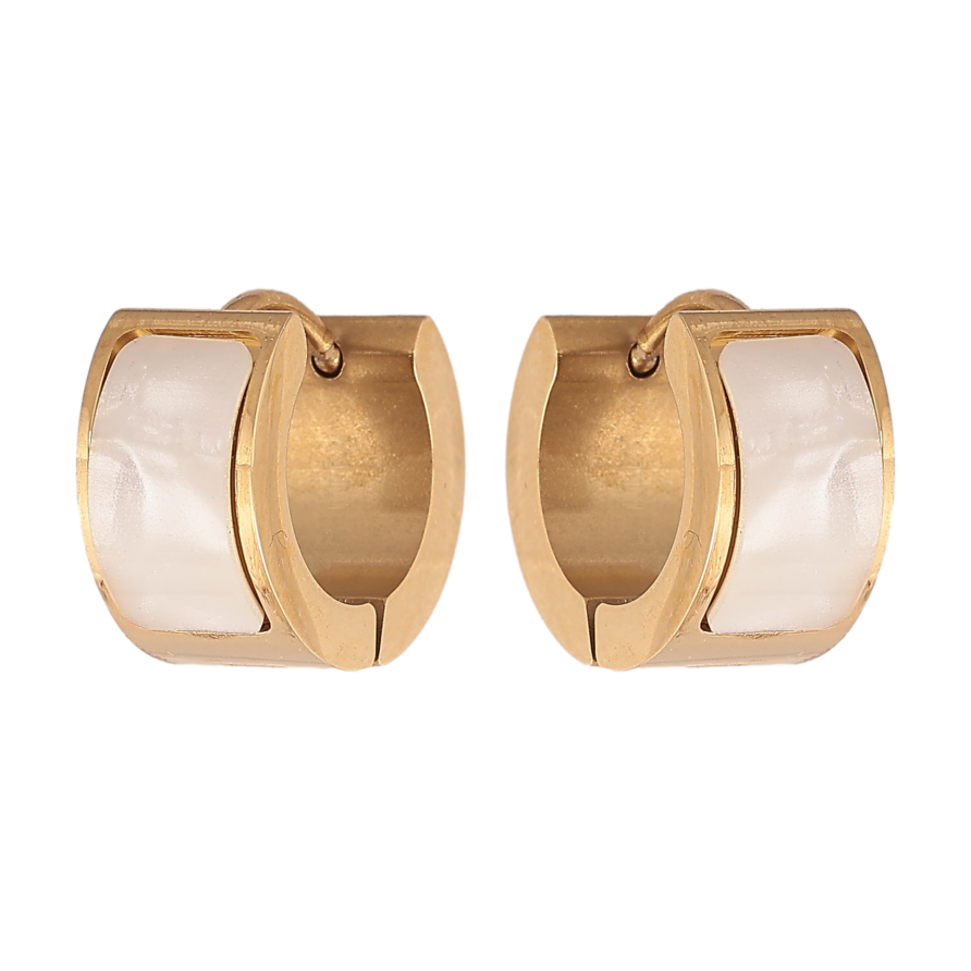 Сережки Xuping TTM Stainless Steel колір 14К колечка "Перламутрові вставки" фото №1 Сережки Xuping TTM Stainless Steel колір 14К колечка "Перламутрові вставки" фото №1