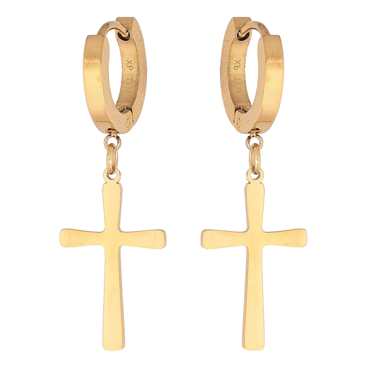 Сережки Xuping TTM Stainless Steel колір 14К підвіски на колечках "Хрестики" фото №17