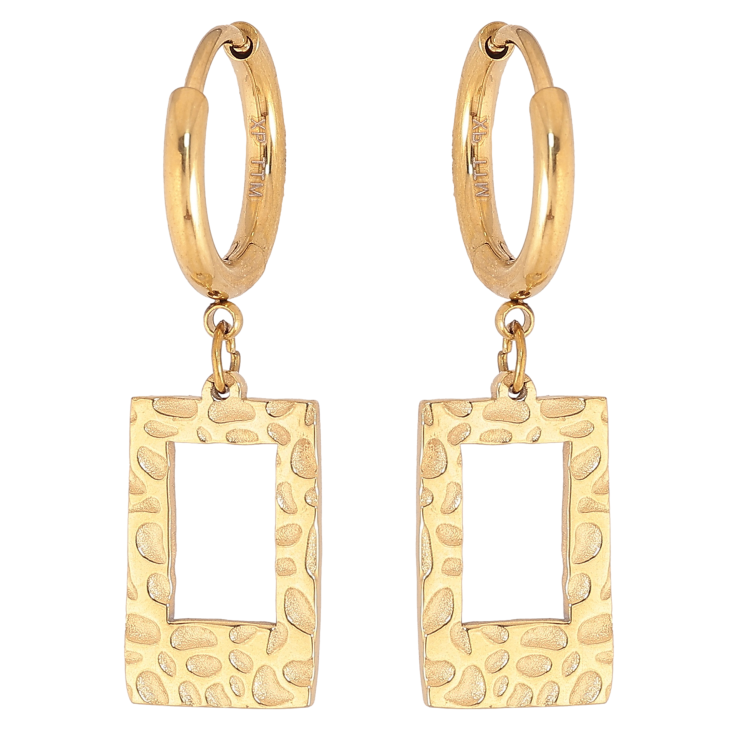 Сережки Xuping TTM Stainless Steel колір 14К підвіски на колечках декоративні прямокутники фото №19