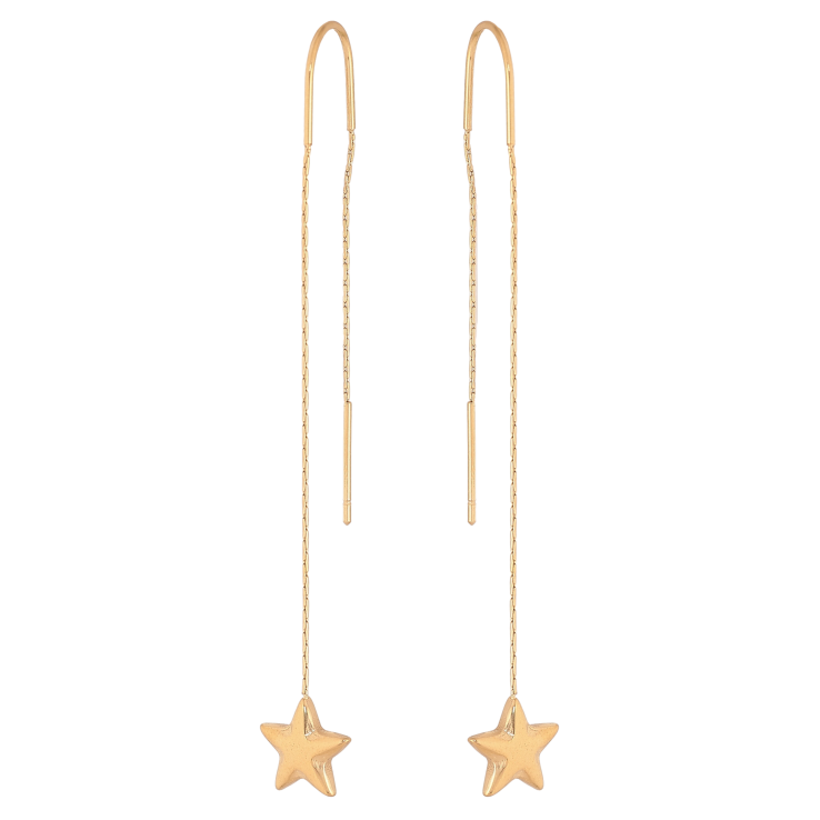Сережки Xuping TTM Stainless Steel колір 14К протяжки "Зірки на ланцюжку" фото №14 Сережки Xuping TTM Stainless Steel колір 14К протяжки "Зірки на ланцюжку" фото №14