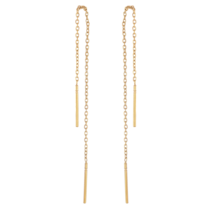 Сережки Xuping TTM Stainless Steel колір 14К протяжки "Ланцюжки" фото №16