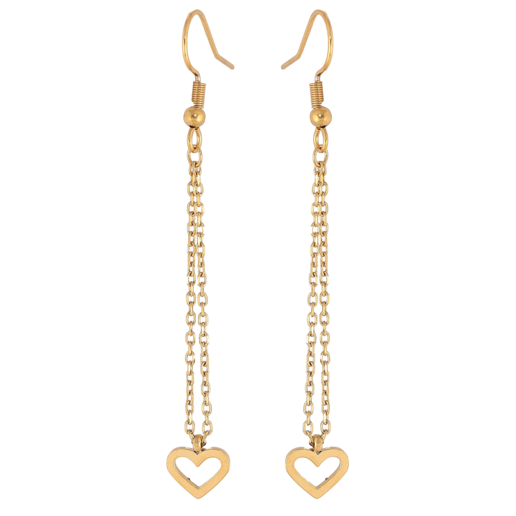 Сережки Xuping TTM Stainless Steel колір 14К французький замок "Сердечки на ланцюжках" фото №13