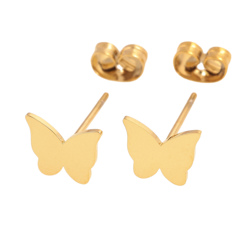 Сережки Xuping TTM Stainless Steel колір 14К пусети метелики фото №1
