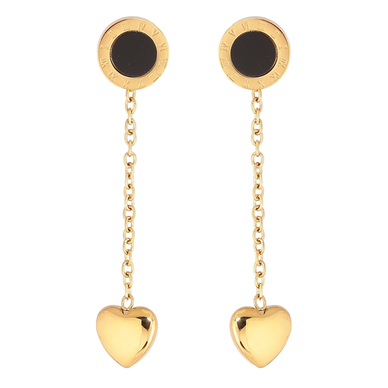 Сережки Xuping TTM Stainless Steel колір 14К пусети підвіски із сердечками фото №3